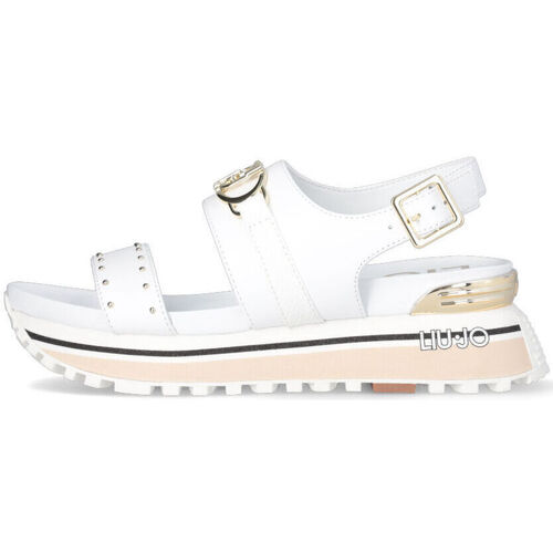 Chaussures Femme Sandales à Entredoigt En Cuir Liu Jo Sandales à plateforme avec logo Blanc