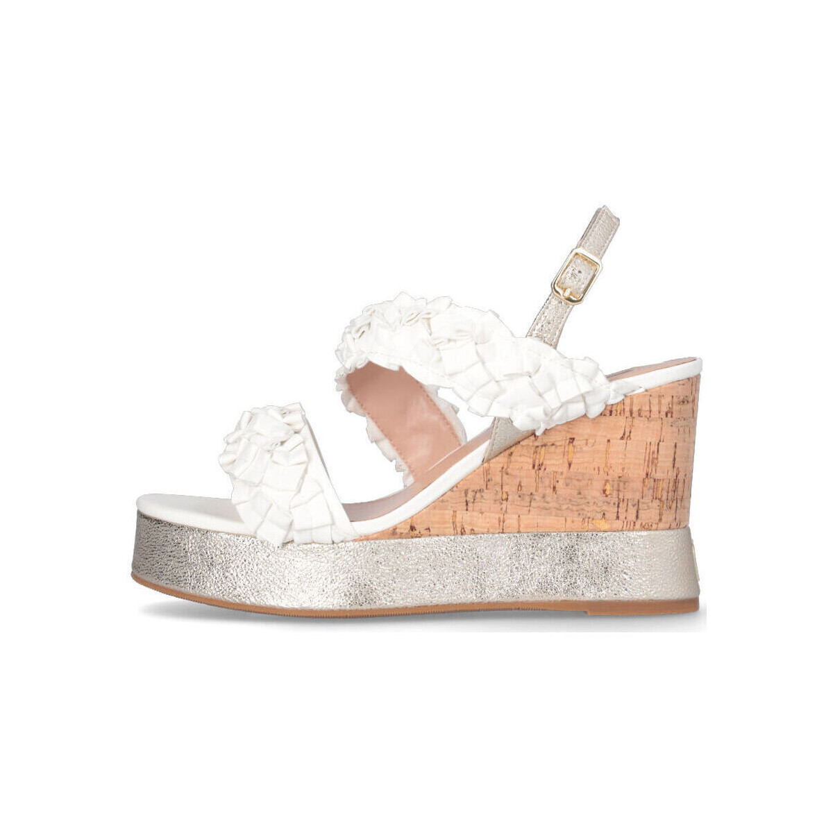 Chaussures Femme Sandales et Nu-pieds Liu Jo Sandales compensées avec tissage plissé Blanc
