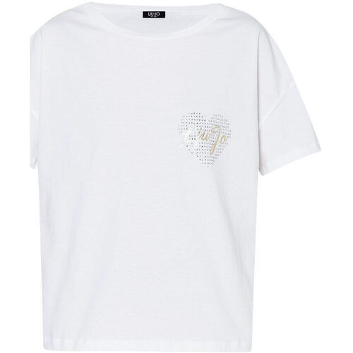 Vêtements Femme Pantalon Cropped Stretch Liu Jo T-shirt avec cœur Blanc