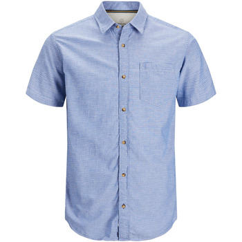 Vêtements Homme Chemises manches longues Jack & Jones Chemise coton droite JACK & JONES + Bleu