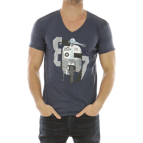 Vêtements Homme T-shirts & Polos Hopenlife T-shirt manches courtes col V CASTER bleu marine