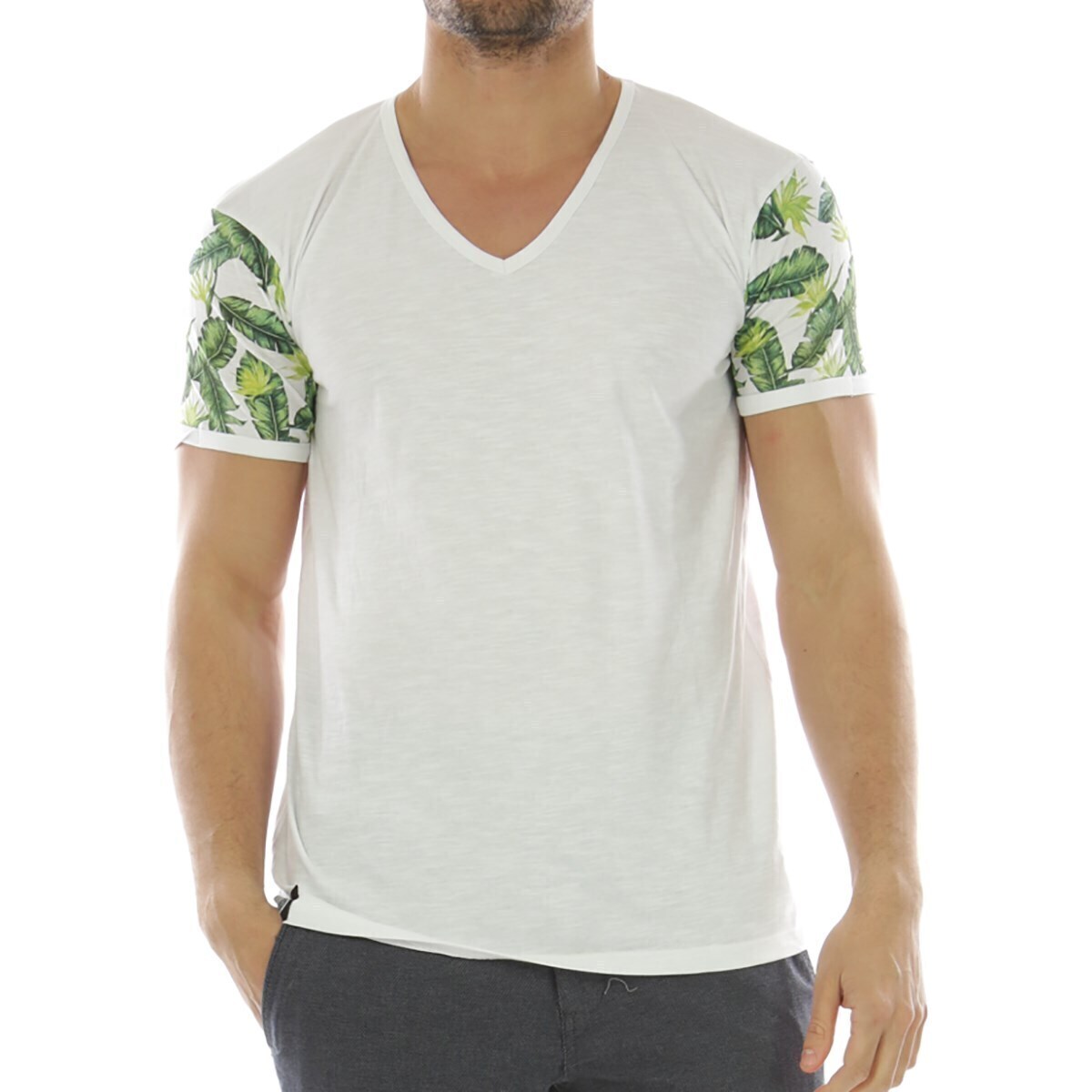 Vêtements Homme T-shirts & Polos Hopenlife T-shirt manches courtes col V SACTUAR blanc