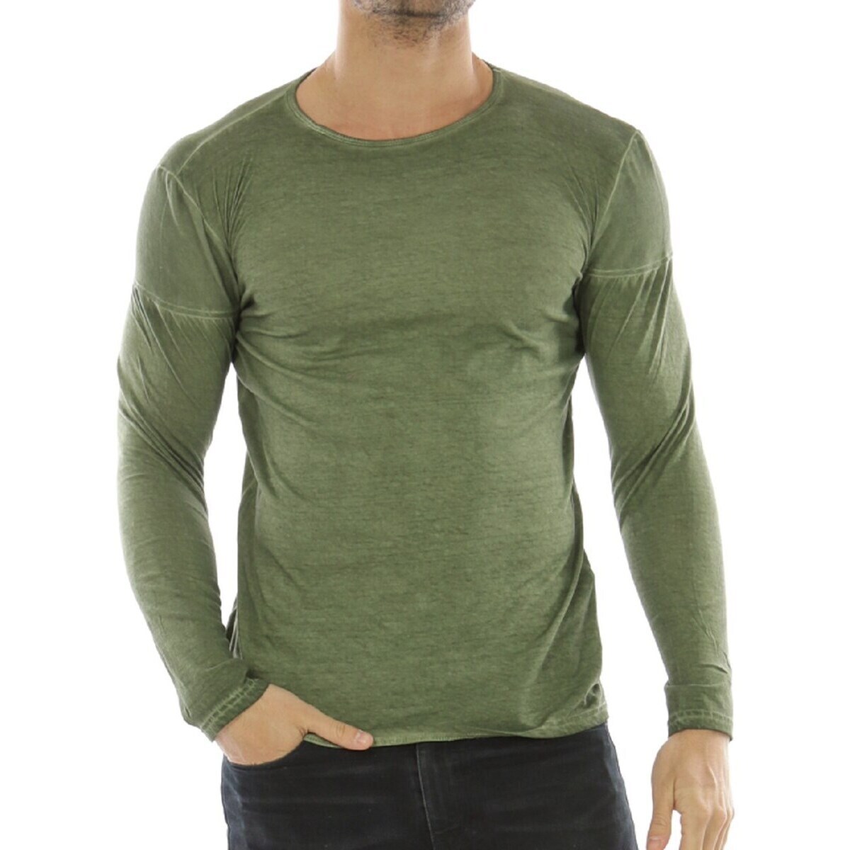 Vêtements Homme T-shirts & Polos Hopenlife T-shirt manche longue col rond KARAKLET vert kaki