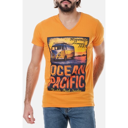 Vêtements Homme T-shirts & Polos Hopenlife T-shirt col V manches courtes OCEAN orange