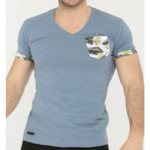 Vêtements Homme T-shirts & Polos Hopenlife T-shirt manches courtes col V SUMMER bleu céladon