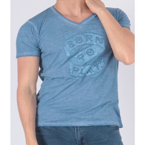 Vêtements Homme T-shirts & Polos Hopenlife T-shirt manches courtes col V PLAYER bleu céladon