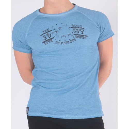 Vêtements Homme T-shirts & Polos Hopenlife T-shirt manches courtes col rond YOLO bleu céladon