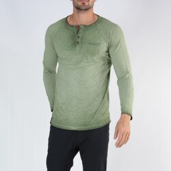 Vêtements Homme T-shirts & Polos Hopenlife T-shirt manche longue col boutonné GAJUBE vert kaki