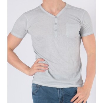 Vêtements Homme T-shirts & Polos Hopenlife T-shirt manches courtes col V PHONIKS bleu gris