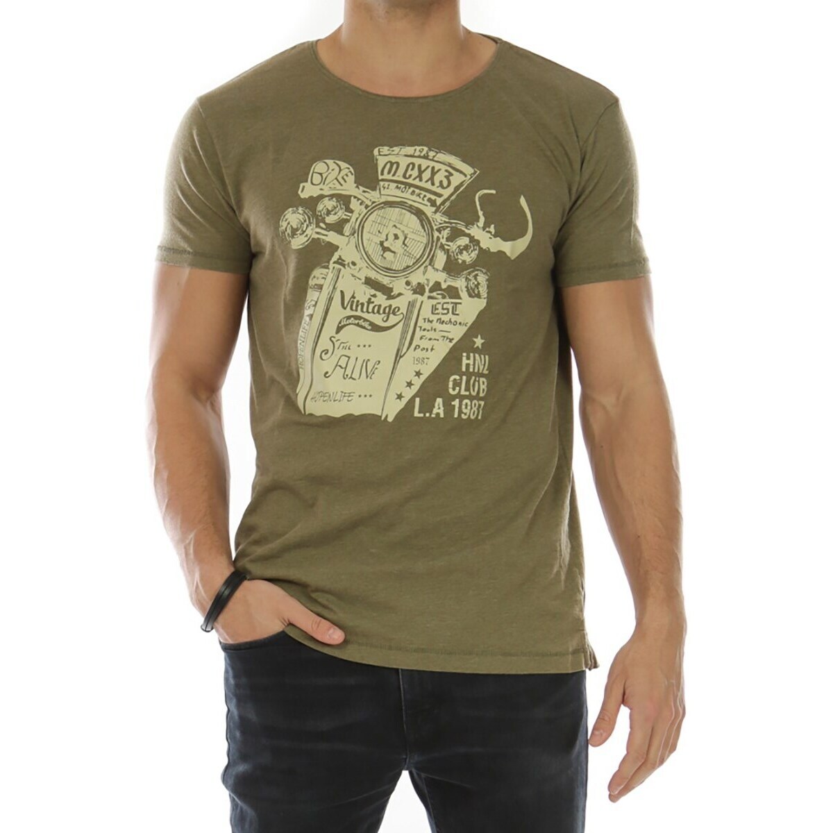 Vêtements Homme T-shirts & Polos Hopenlife T-shirt manches courtes col rond CHARKOS vert kaki