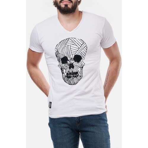 Vêtements Homme T-shirts & Polos Hopenlife T-shirt manches courtes col V AKAMARU blanc