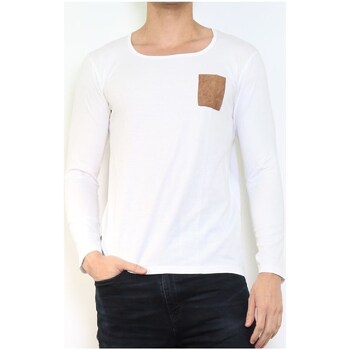 Vêtements Homme T-shirts & Polos Hopenlife T-shirt coton manches longues col rond KANDAR blanc