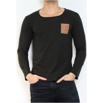 Vêtements Homme T-shirts & Polos Hopenlife T-shirt coton manches longues col rond KANDAR noir