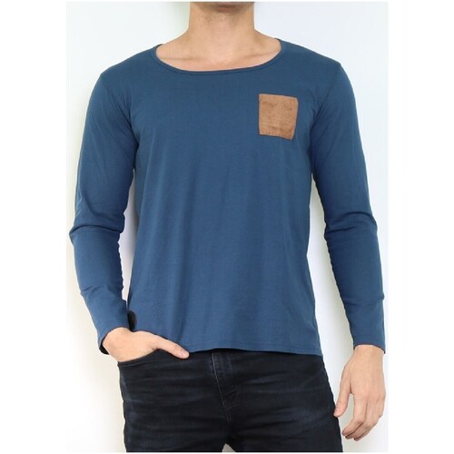 Vêtements Homme T-shirts & Polos Hopenlife T-shirt coton manches longues col rond KANDAR bleu marine