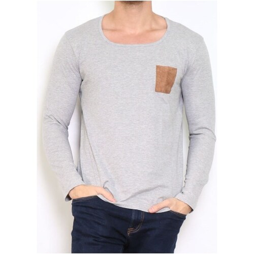 Vêtements Homme T-shirts & Polos Hopenlife T-shirt coton manches longues col rond KANDAR gris