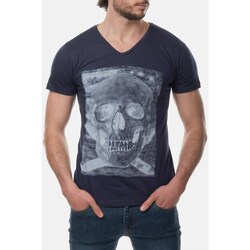 Vêtements Homme T-shirts & Polos Hopenlife T-shirt coton manches courtes col V TSUNADE bleu marine