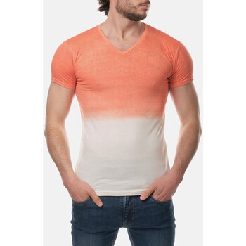 Vêtements Homme T-shirts & Polos Hopenlife T-shirt coton manches courtes col V DARYUN orange
