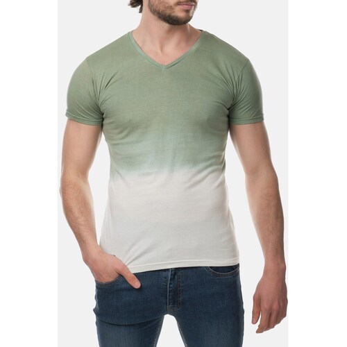 Vêtements Homme T-shirts & Polos Hopenlife T-shirt coton manches courtes col V DARYUN vert kaki