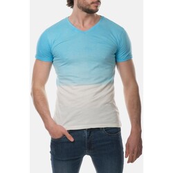 Vêtements Homme T-shirts & Polos Hopenlife T-shirt coton manches courtes col V DARYUN bleu turquoise