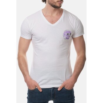 Vêtements Homme T-shirts & Polos Hopenlife T-shirt coton manches courtes col V SASORI blanc