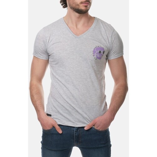 Vêtements Homme T-shirts & Polos Hopenlife T-shirt coton manches courtes col V SASORI gris