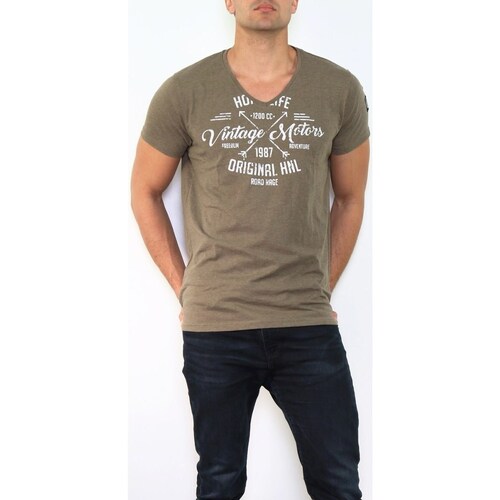 Vêtements Homme T-shirts & Polos Hopenlife T-shirt manche courte col V CHENIPAN vert kaki