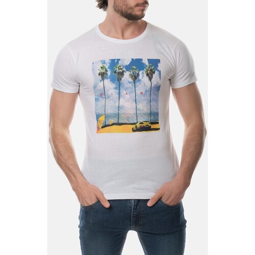 Vêtements Homme T-shirts & Polos Hopenlife T-shirt coton manches courtes col rond JIRAYA blanc