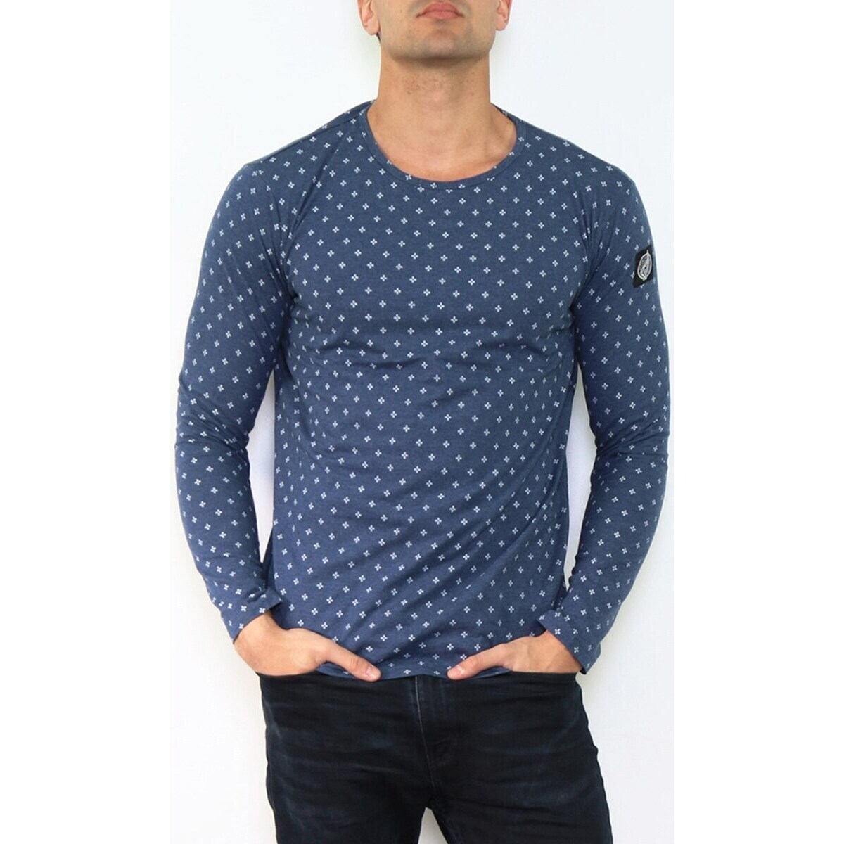 Vêtements Homme T-shirts & Polos Hopenlife T-shirt manche longue col rond KAORINE bleu marine