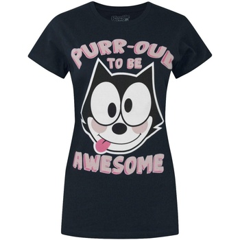 Vêtements Femme T-shirts manches longues Goodie Two Sleeves Purr-oud To Be Awesome Bleu
