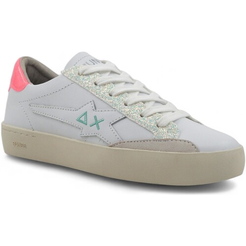 Chaussures Femme Multisport Sun68 Katy Leather Sneaker Donna Bianco Fuxia Fluo Z34225 Blanc