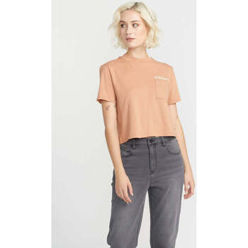 Vêtements Femme T-shirts manches courtes Volcom Camiseta Chica  Pocket Dial - Clay Marron