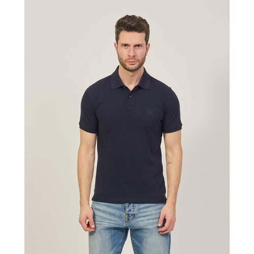 Vêtements Homme Débardeurs / T-shirts sans manche Yes Zee Polo homme  à deux boutons avec logo Bleu