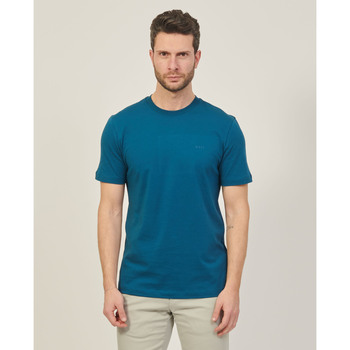 Vêtements Homme Hydratants & nourrissants BOSS T-shirt  à col rond en coton avec logo imprimé Bleu