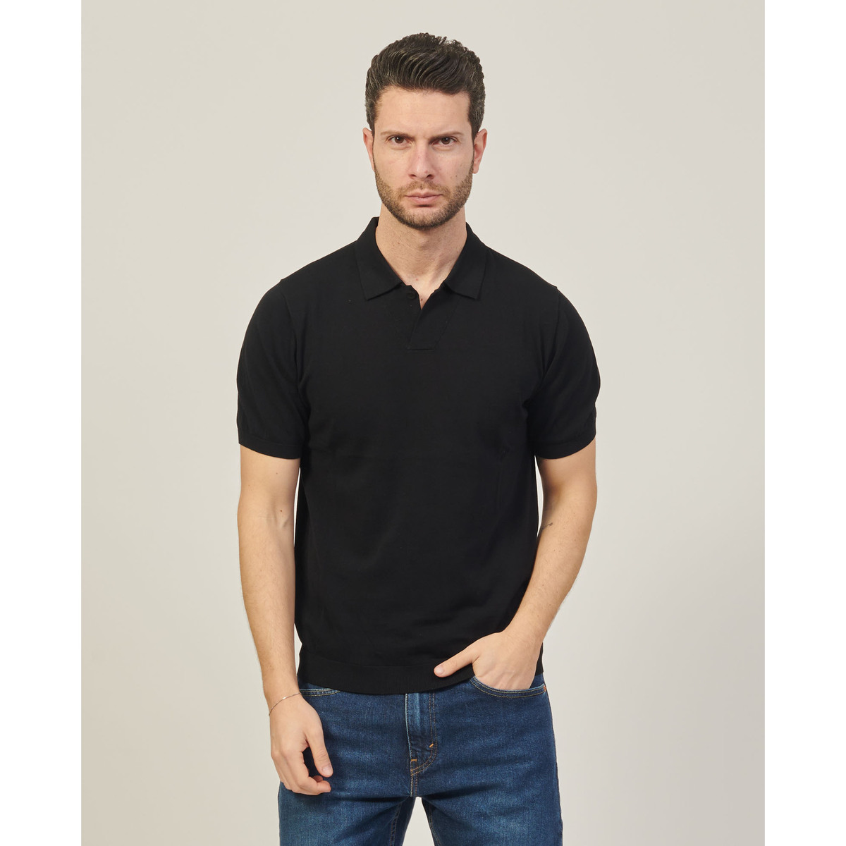 Vêtements Homme T-shirts & Polos Sette/Mezzo Polo SetteMezzo noir en coton Noir