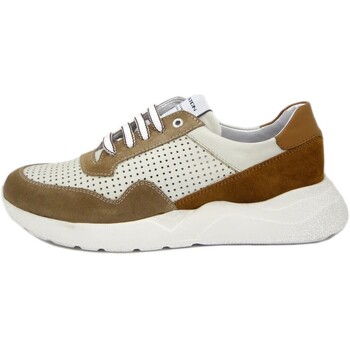 Chaussures Homme Baskets mode Exton Homme Chaussures, Sneakers en Cuir, Semelle Amovible-844 Blanc