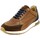Chaussures Homme Baskets mode Exton Homme Chaussures, Sneakers en Cuir, Semelle Amovible-388 Marron
