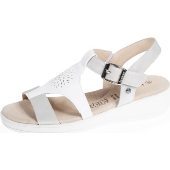 Chaussures Femme Lunettes de soleil Isotoner Sandales confortables, à talon et attache facile Blanc