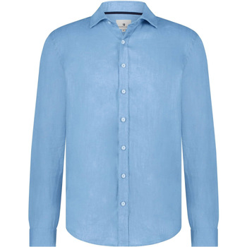 Vêtements Homme Chemises manches longues State Of Art Chemise De Lin Bleu Bleu