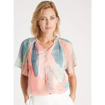 Vêtements Femme Chemises / Chemisiers Daxon by  - Blouse légère manches papillon Rose
