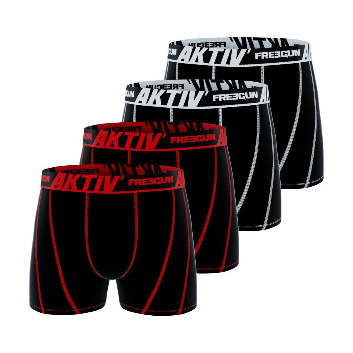 Sous-vêtements Homme Boxers Freegun Lot de 4 boxers en coton homme Aktiv Noir