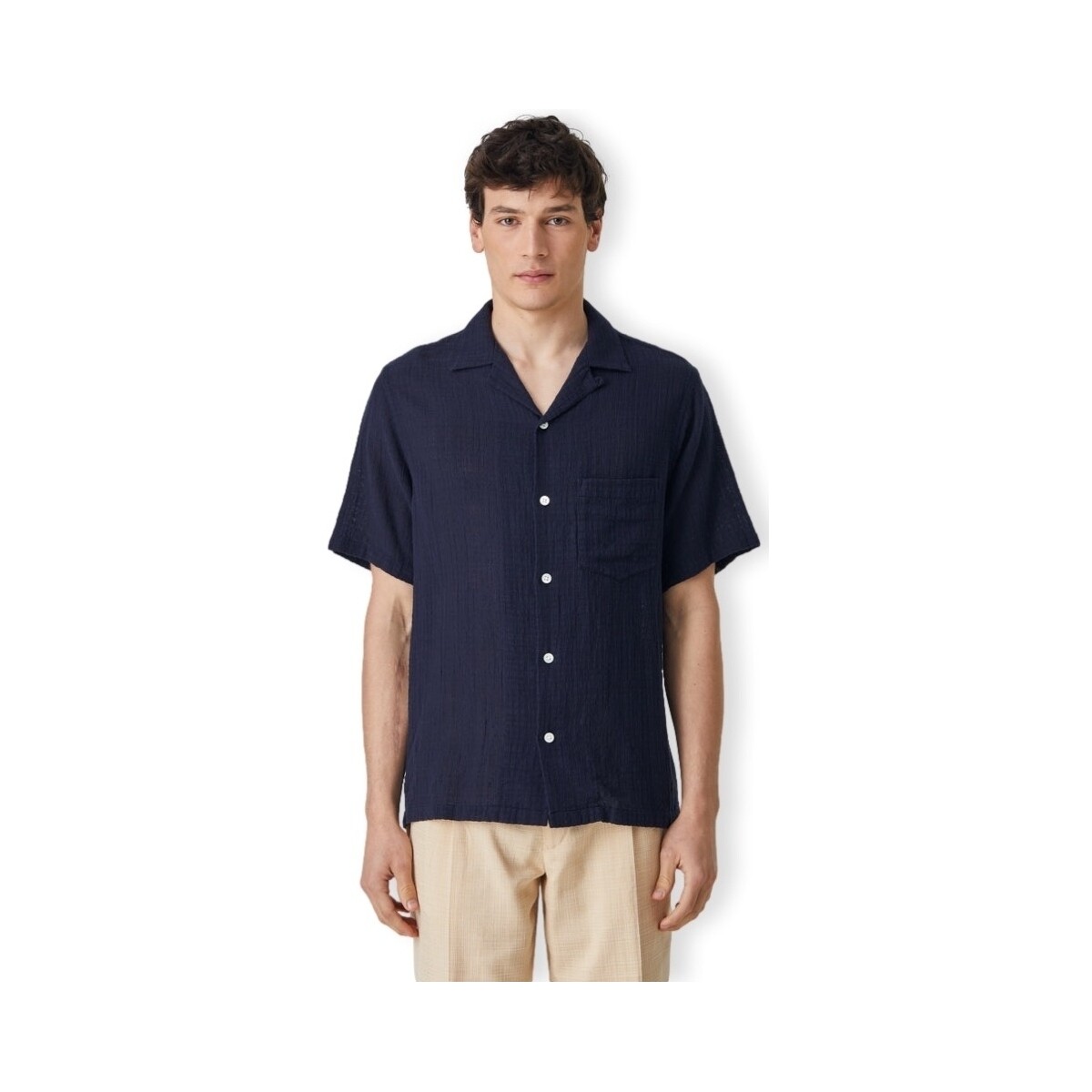 Vêtements Homme Chemises manches longues Portuguese Flannel Grain Shirt - Navy Bleu