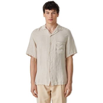 Vêtements Homme Chemises manches longues Portuguese Flannel Linen Camp Collar Shirt Black - Raw Beige