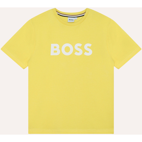 Vêtements Garçon Bas De Jogging BOSS T-shirt enfant  en coton avec logo imprimé Jaune