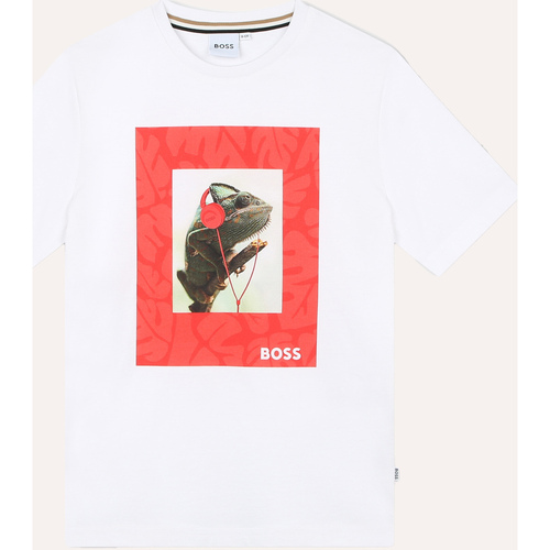 Vêtements Garçon Gagnez 10 euros BOSS T-shirt  pour garçon avec imprimé saisonnier Blanc