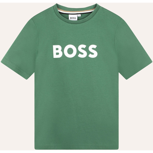 Vêtements Garçon Bas De Jogging BOSS T-shirt enfant  en coton avec logo imprimé Vert