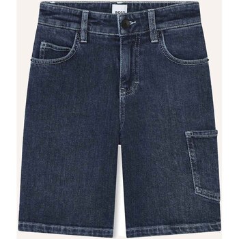 Vêtements Garçon Shorts Check / Bermudas BOSS Jean  Bermuda pour enfant avec logo au dos Bleu