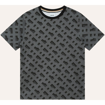 Vêtements Garçon Mocassins & Chaussures bateau BOSS T-shirt  en coton avec logo all-over Noir