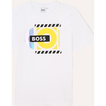 Vêtements Garçon Maison & Déco BOSS T-shirt col rond enfant  avec imprimé Blanc