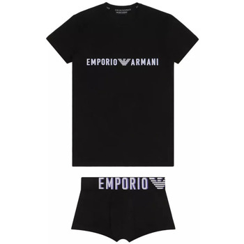 Vêtements Homme T-shirts manches courtes Ea7 Emporio Armani v-neck two-piece textured suitnsemble Tee Shirt et Boxer Noir