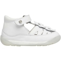 Chaussures Fille Bottines / Boots Falcotto Sandales semi-fermées en cuir avec fleurs appliquées GRISA Blanc
